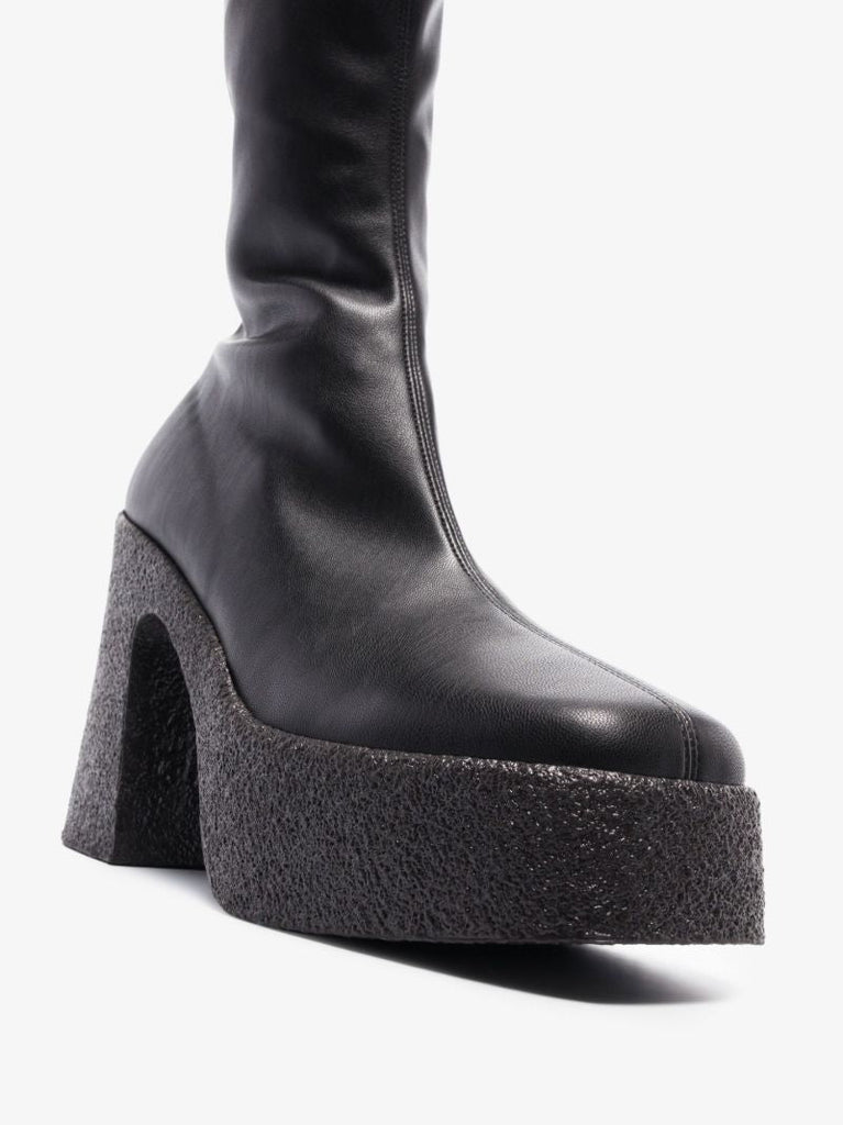 Black Skyla 120 Platform Vegan Leather Ankle Boots