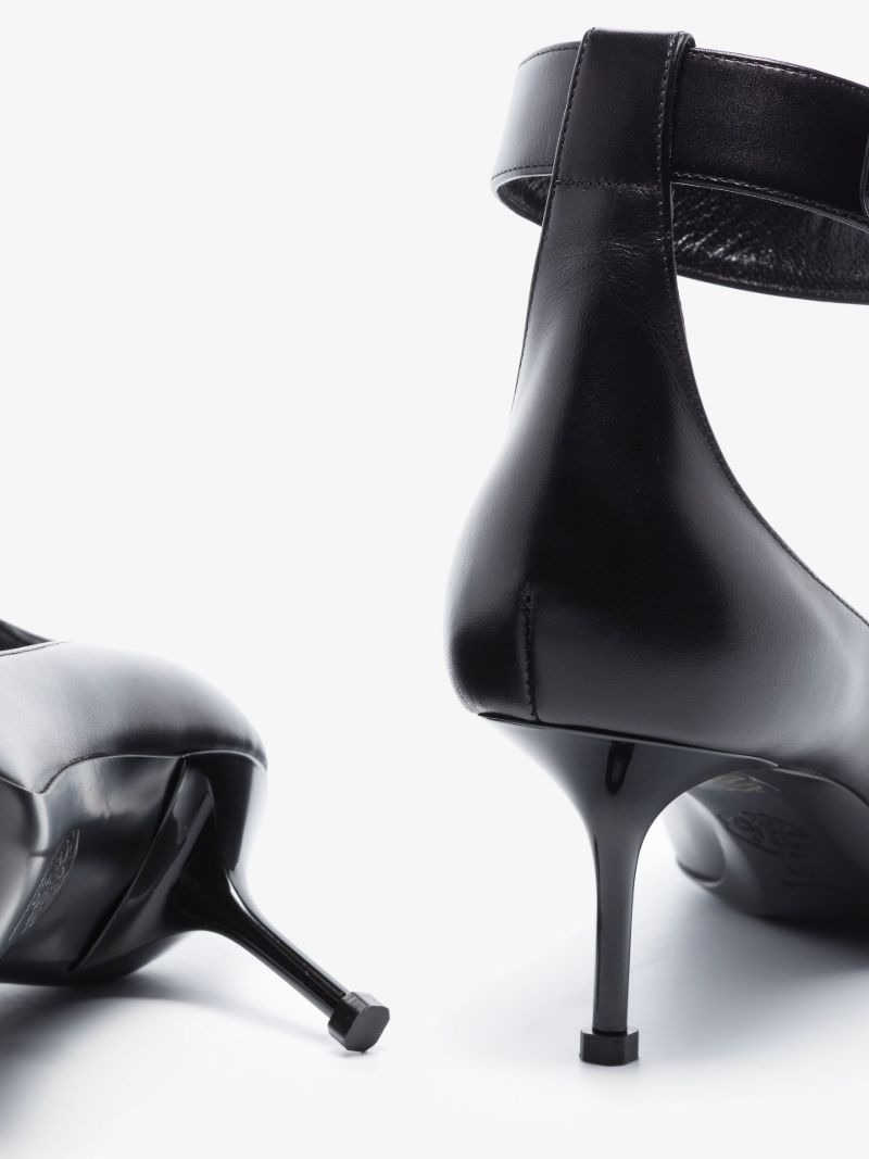 Black Punk 65 Metal Toe Leather Pumps