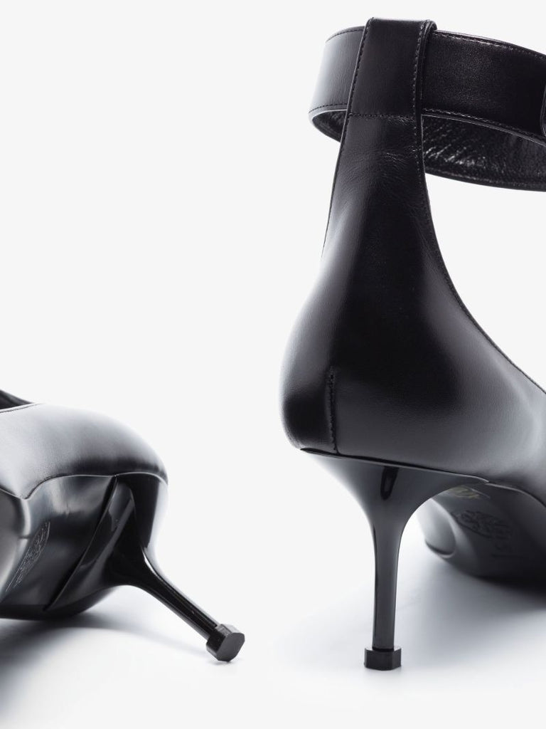 Black Punk 65 Metal Toe Leather Pumps