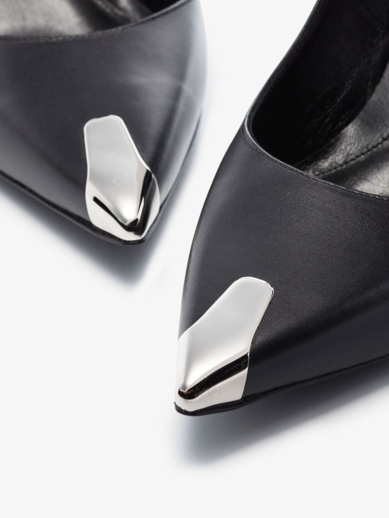 Black Punk 65 Metal Toe Leather Pumps