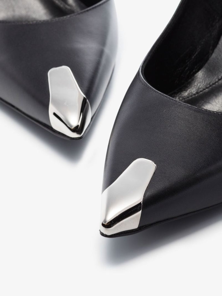 Black Punk 65 Metal Toe Leather Pumps