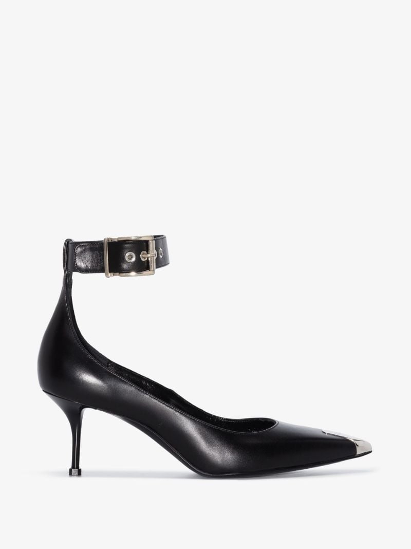 Black Punk 65 Metal Toe Leather Pumps