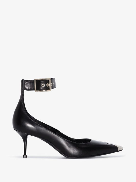 Black Punk 65 Metal Toe Leather Pumps