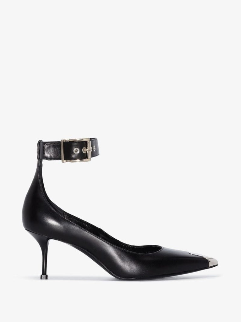 Black Punk 65 Metal Toe Leather Pumps