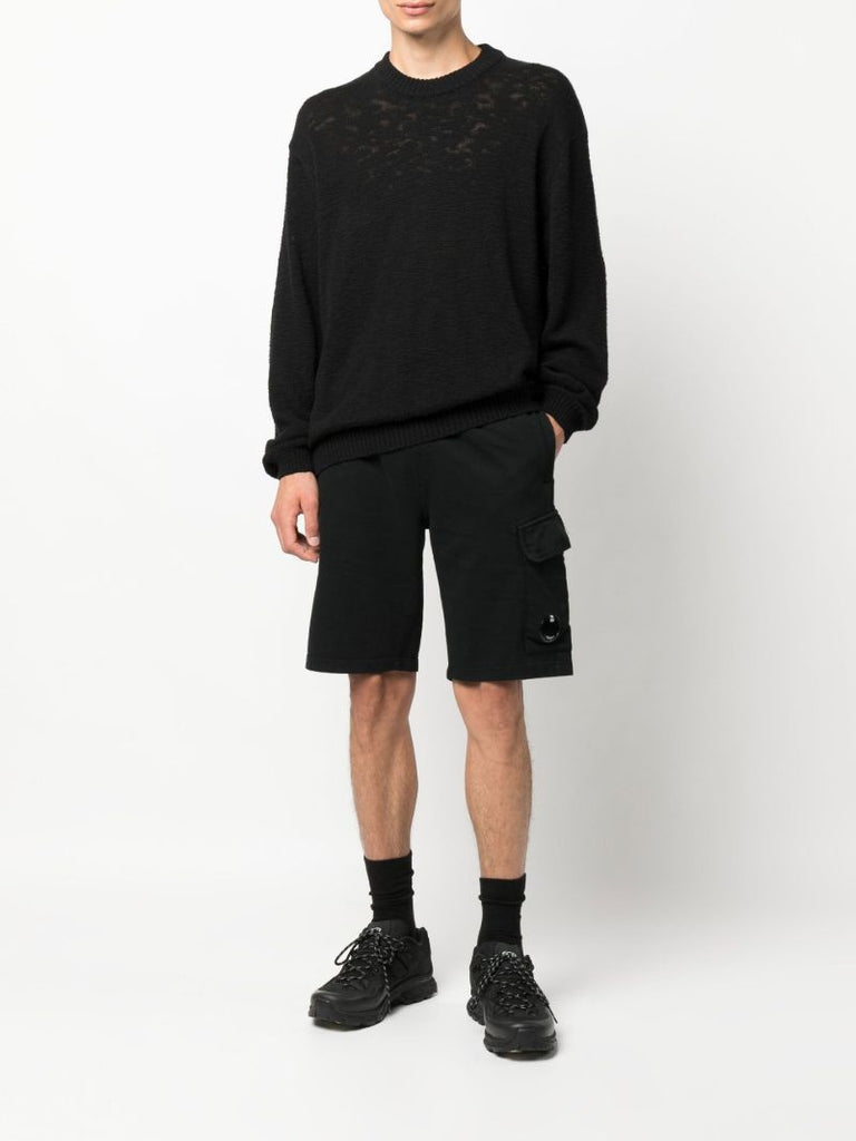 Black Cotton Track Shorts