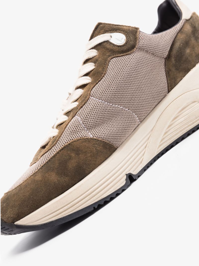 Green Running Sole Low-top Suede Sneakers