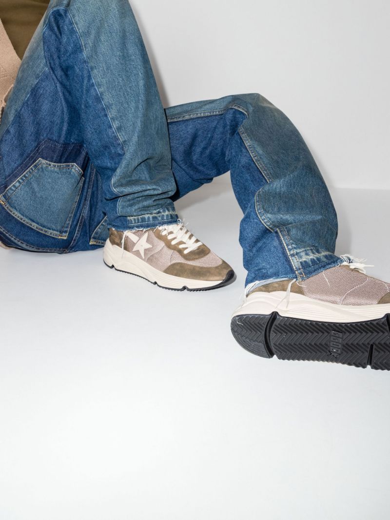 Green Running Sole Low-top Suede Sneakers