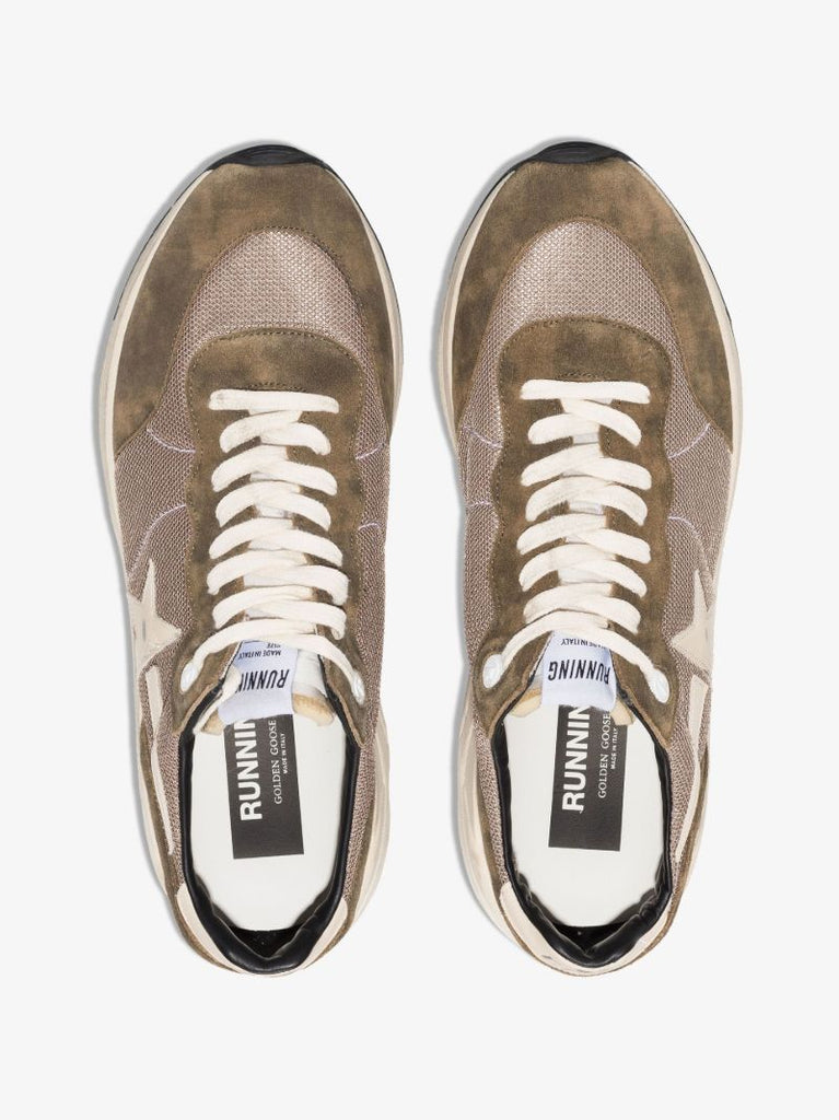 Green Running Sole Low-top Suede Sneakers