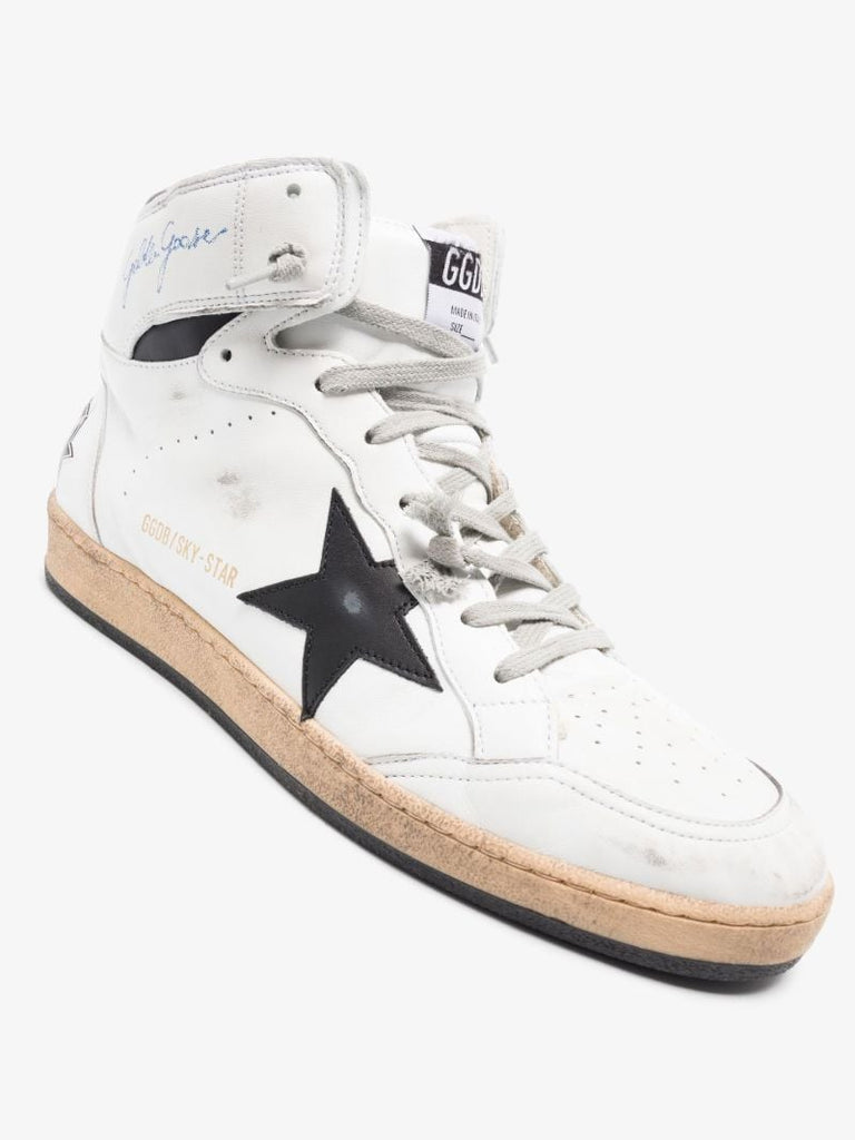 White Sky-star High Top Leather Sneakers