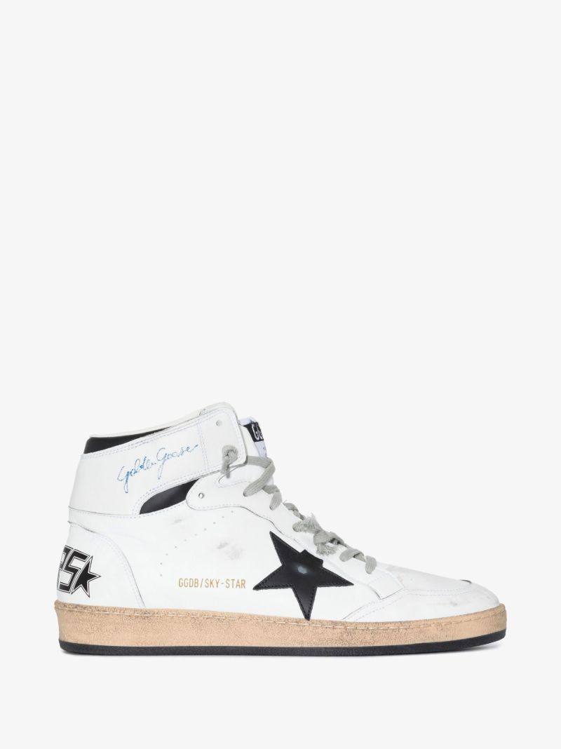 White Sky-star High Top Leather Sneakers