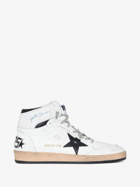 White Sky-star High Top Leather Sneakers
