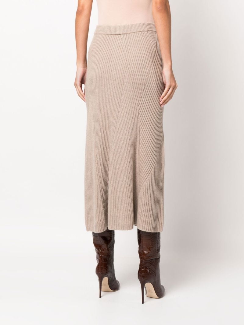Neutral Ribbed Knit Midi Skirt