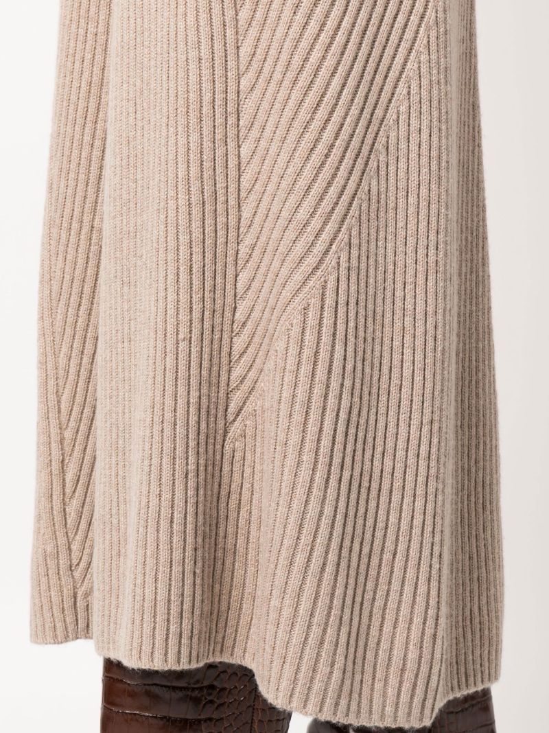 Neutral Ribbed Knit Midi Skirt
