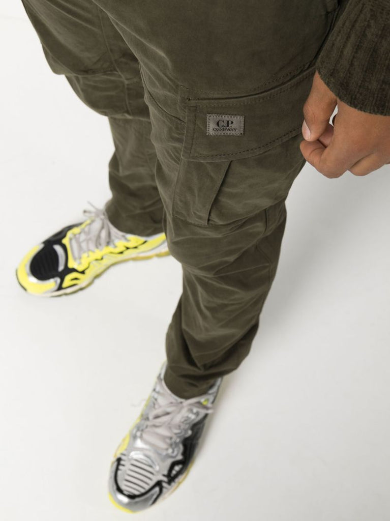 Green Cotton Cargo Trousers