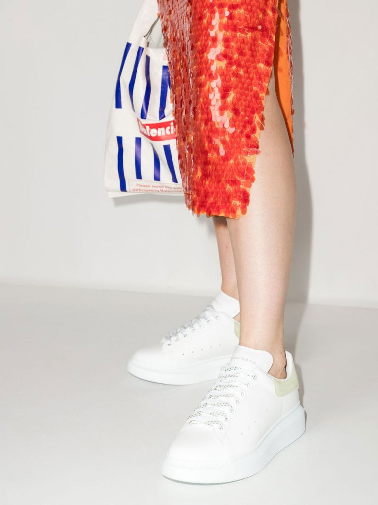 White and Green Oversized Sneakers