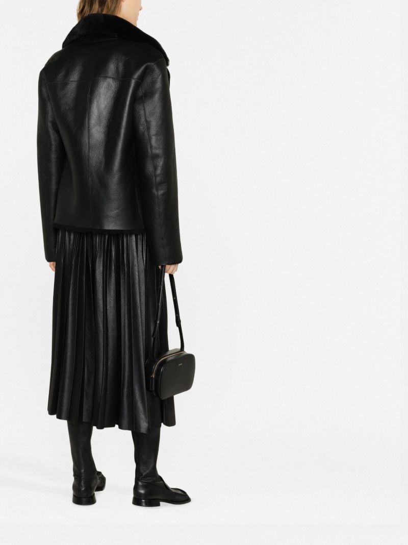 Black Calla Double-breasted Shearling Coat