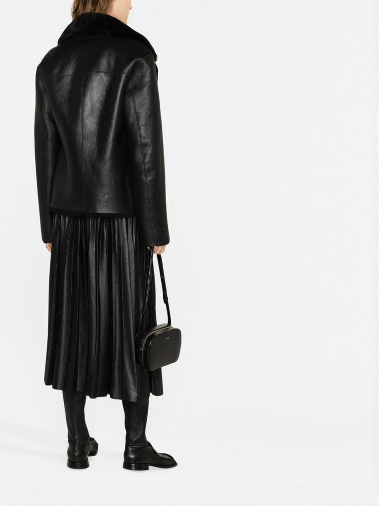 Black Calla Double-breasted Shearling Coat