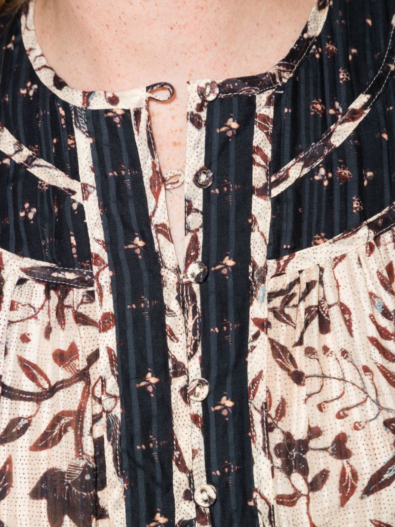 Neutral Kemala Printed Long Sleeve Midi Dress