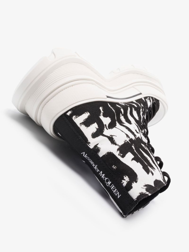 White and Black Graffiti Tread Slick Boots