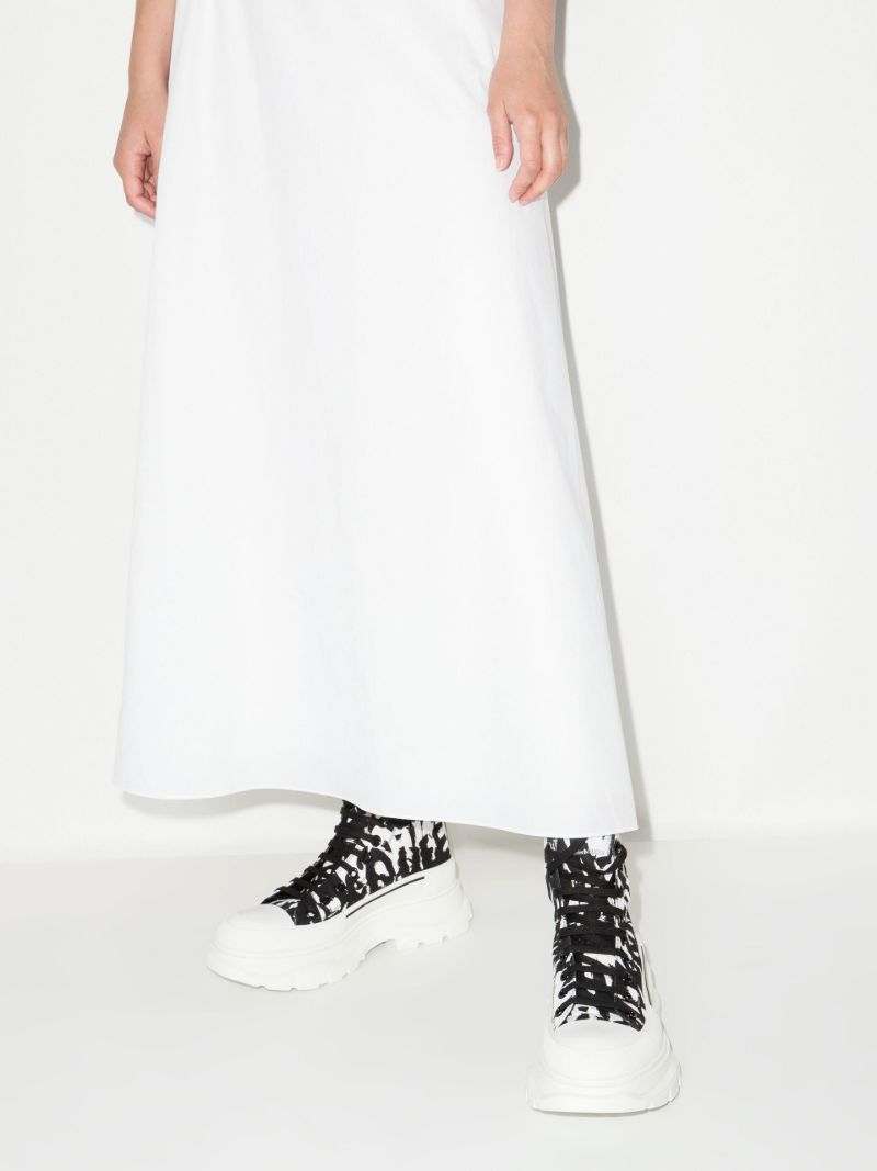White and Black Graffiti Tread Slick Boots