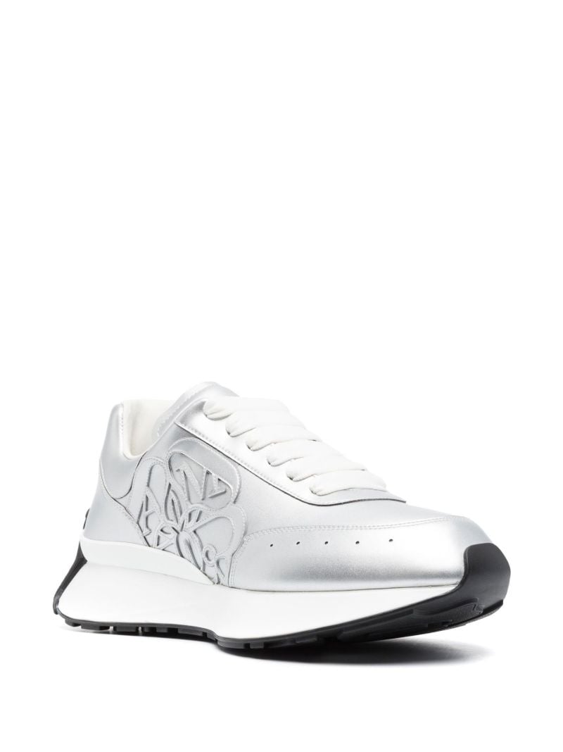 Silver Sprint Runner Leather Sneakers