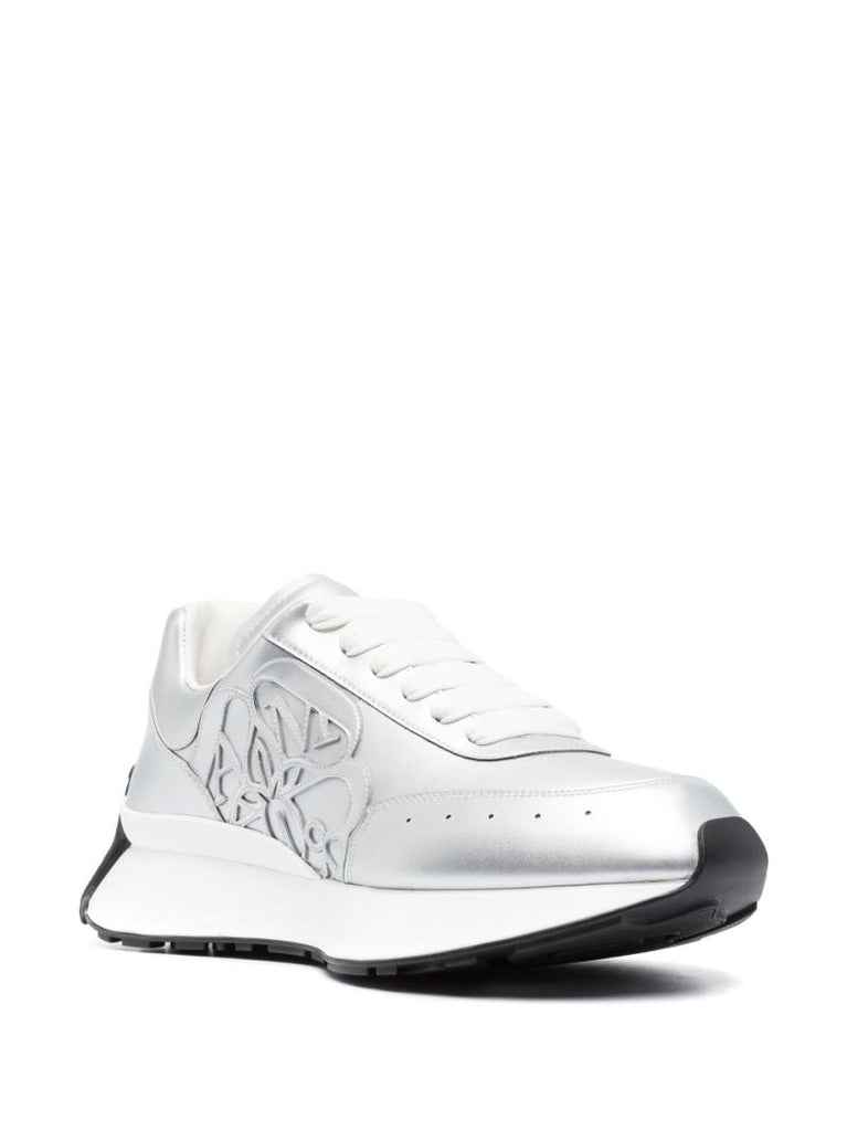 Silver Sprint Runner Leather Sneakers