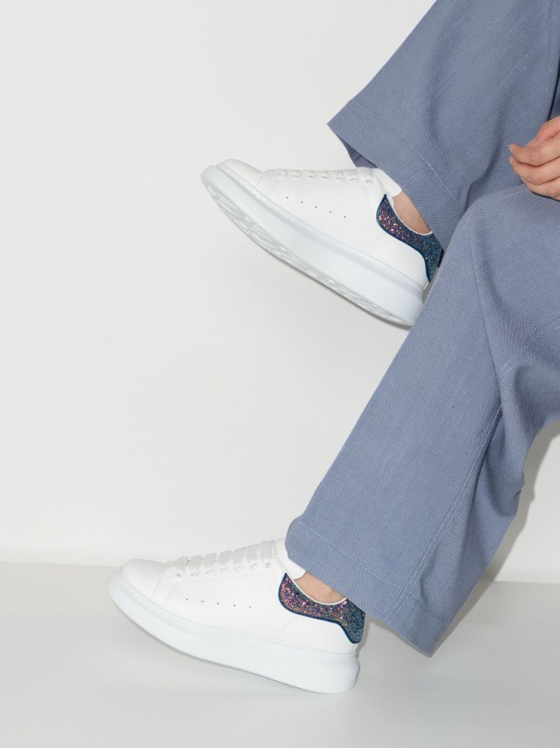 White and Blue Oversized Sneakers