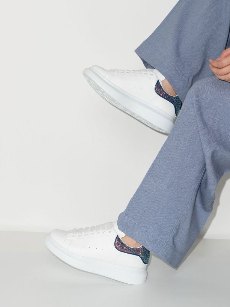 White and Blue Oversized Sneakers
