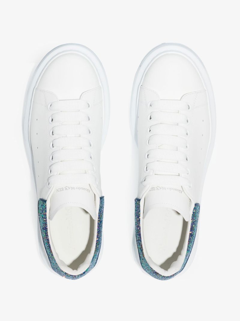 White and Blue Oversized Sneakers