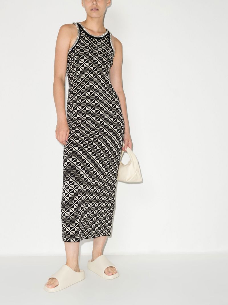 Black Kei Crystal Embellished Jacquard Sleeveless Dress