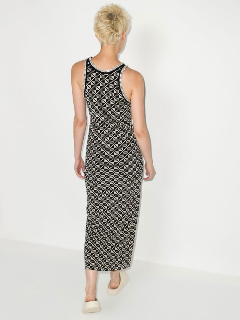 Black Kei Crystal Embellished Jacquard Sleeveless Dress