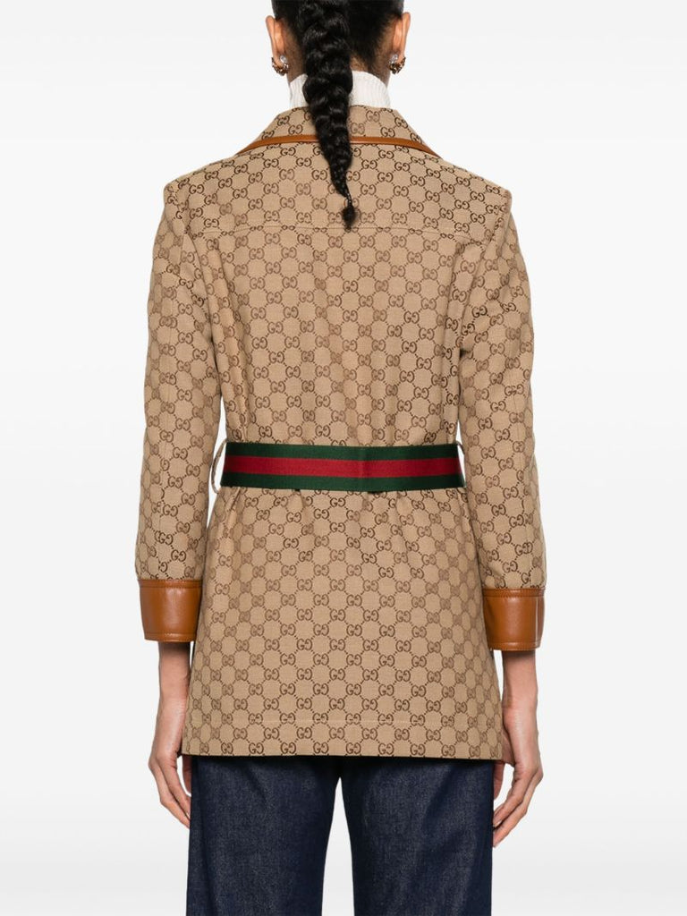 Brown Gg Supreme Belted Jacket