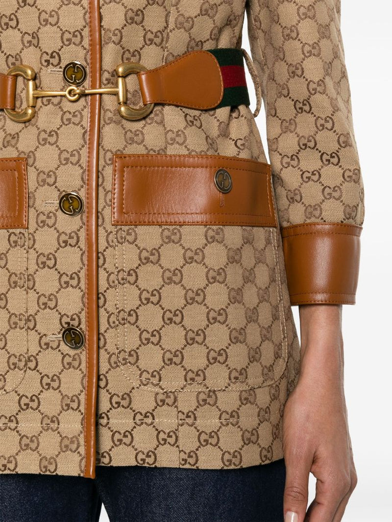 Brown Gg Supreme Belted Jacket