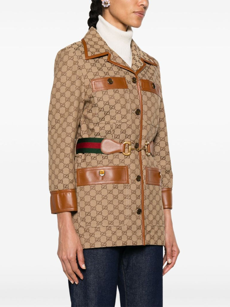 Brown Gg Supreme Belted Jacket