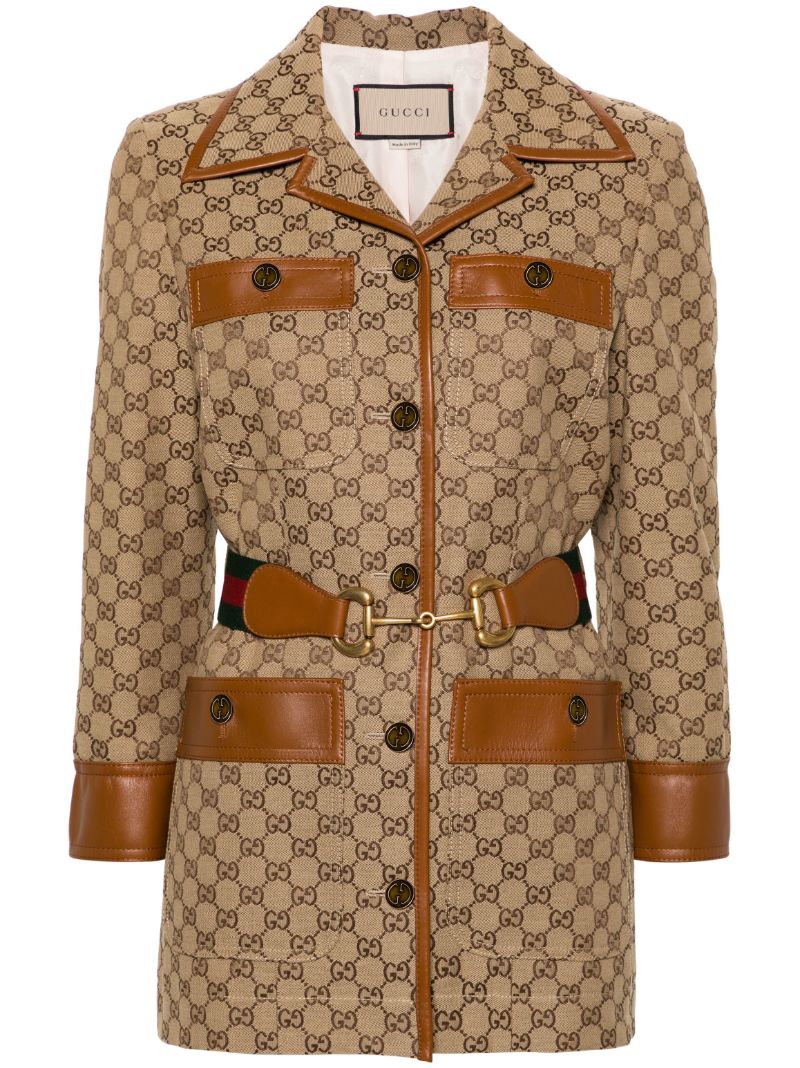 Brown Gg Supreme Belted Jacket