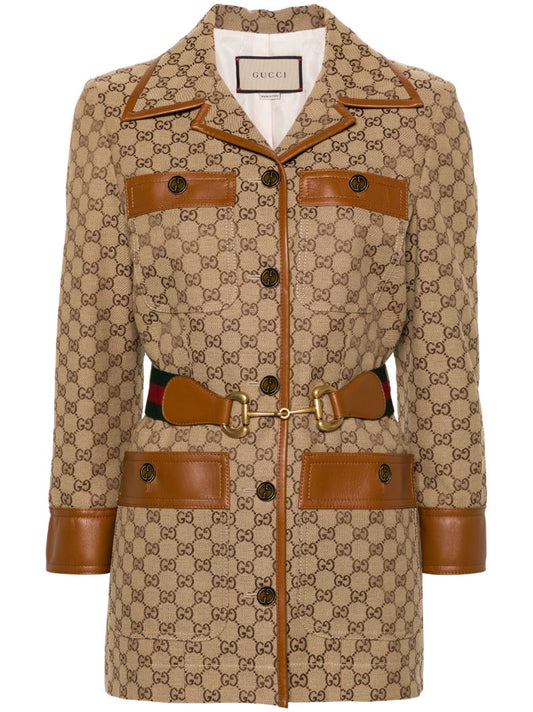Brown Gg Supreme Belted Jacket