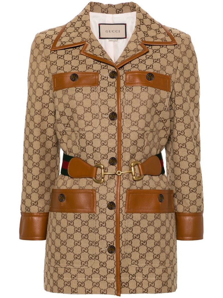 Brown Gg Supreme Belted Jacket