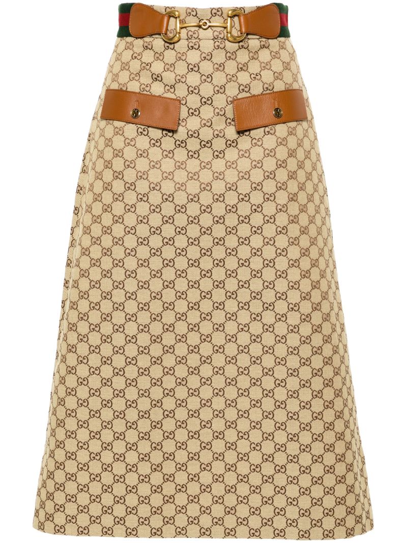 Brown Gg Supreme Midi Skirt