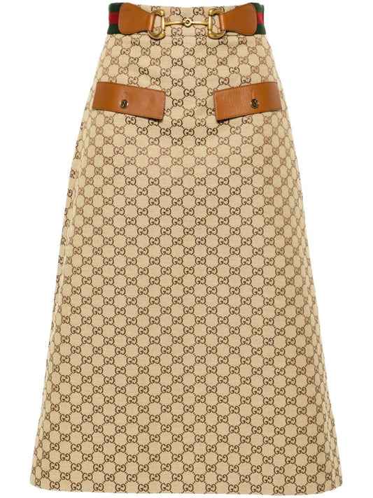 Brown Gg Supreme Midi Skirt