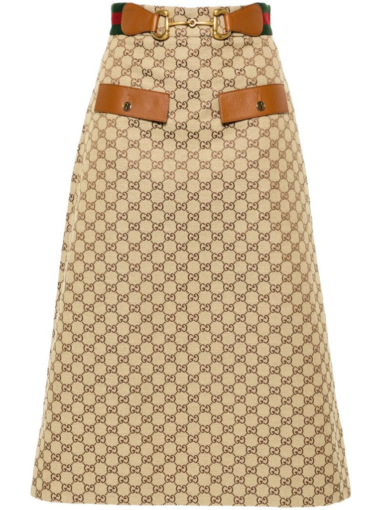 Brown Gg Supreme Midi Skirt