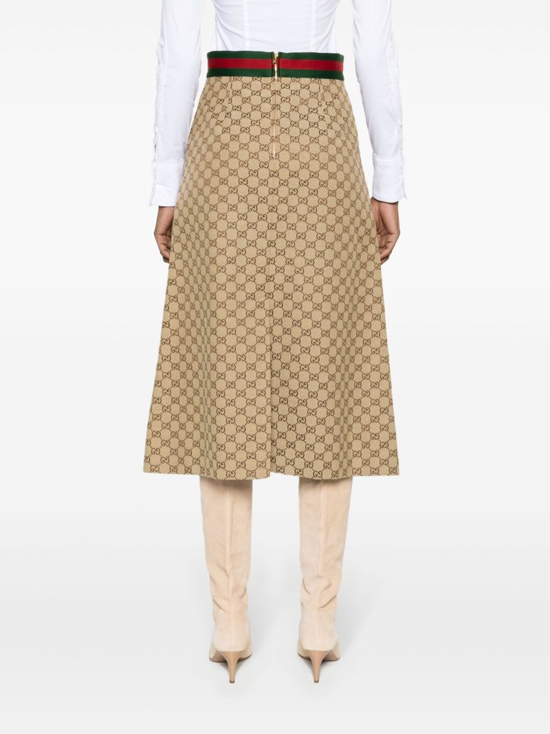 Brown Gg Supreme Midi Skirt