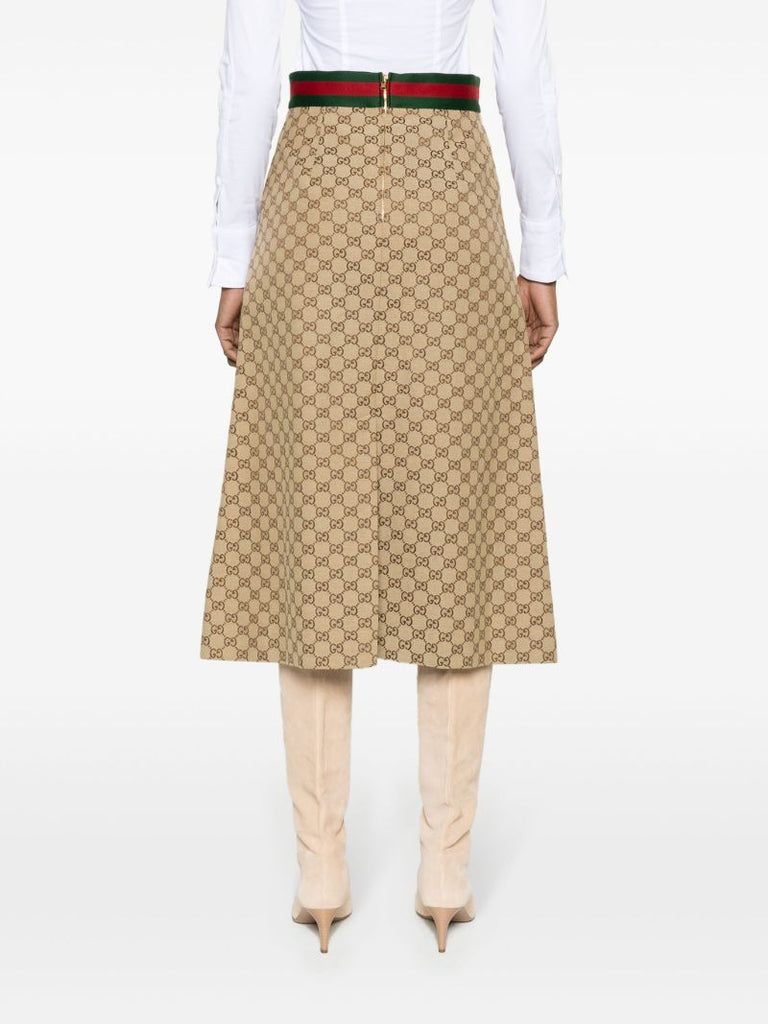 Brown Gg Supreme Midi Skirt