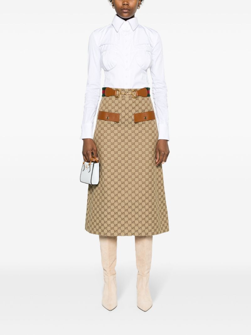 Brown Gg Supreme Midi Skirt