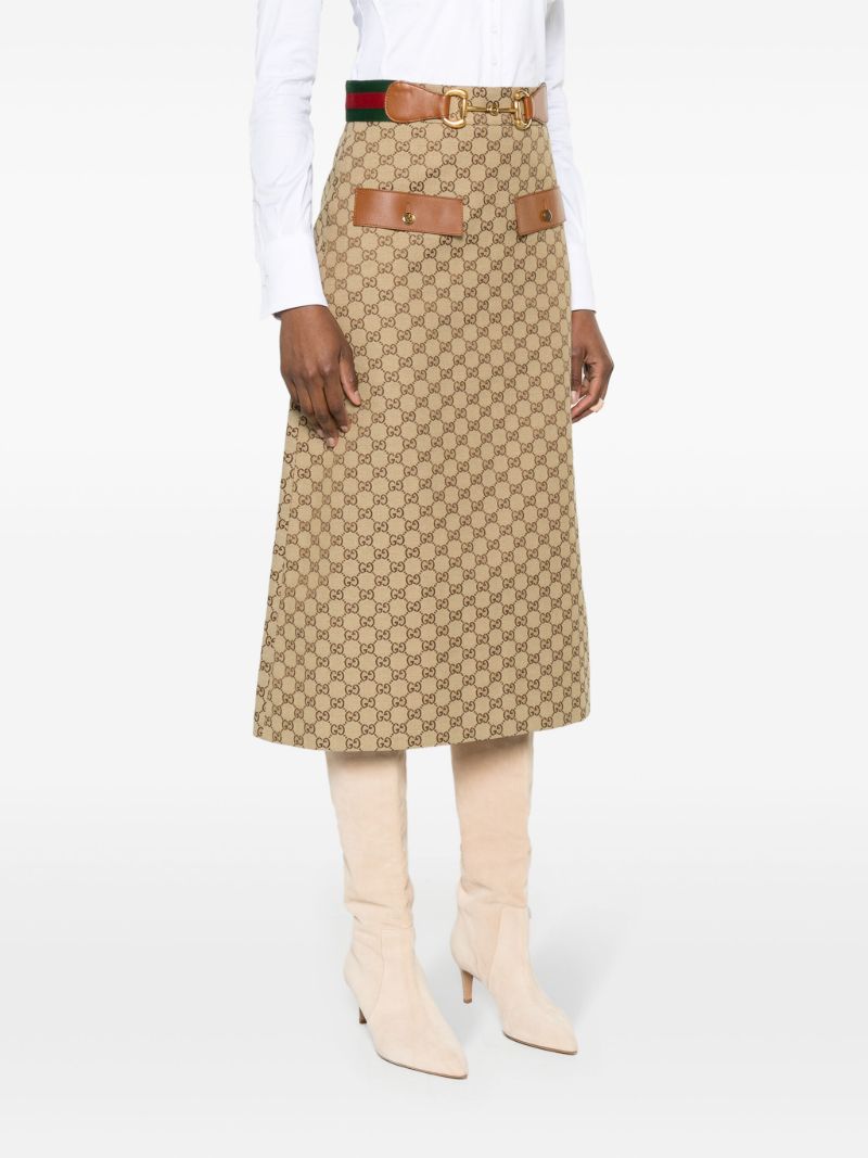 Brown Gg Supreme Midi Skirt