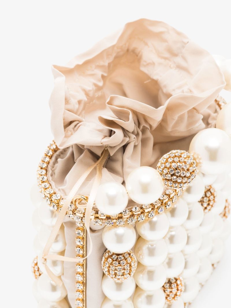 Neutral Holli Bucaneve Faux Pearl Crystal Mini Bag