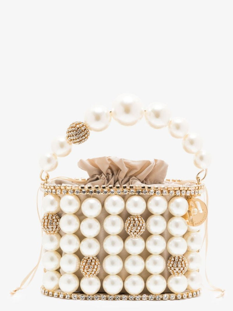 Neutral Holli Bucaneve Faux Pearl Crystal Mini Bag
