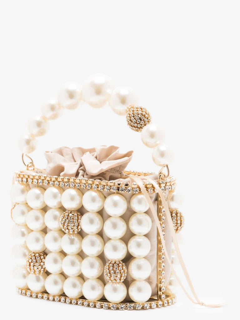 Neutral Holli Bucaneve Faux Pearl Crystal Mini Bag