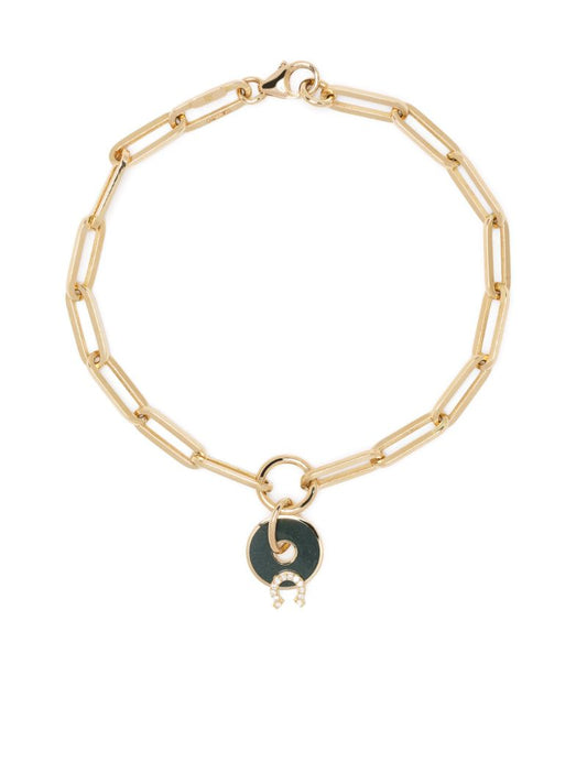 18k Yellow Gold Olive Horseshoe Protection Diamond Bracelet