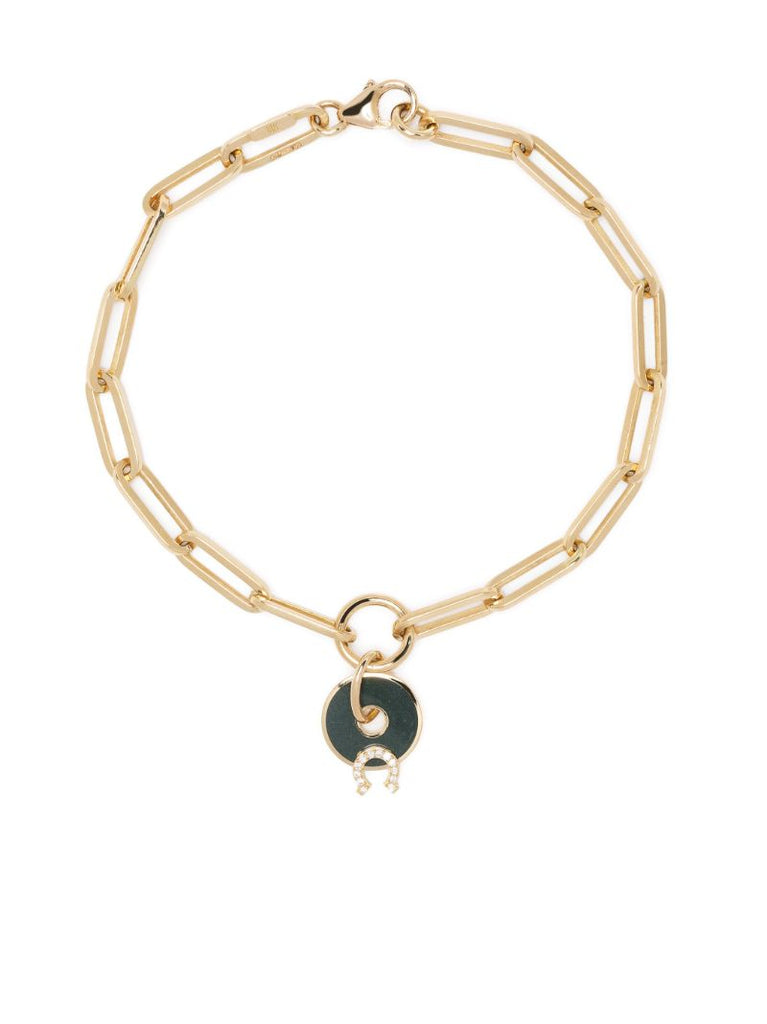 18k Yellow Gold Olive Horseshoe Protection Diamond Bracelet