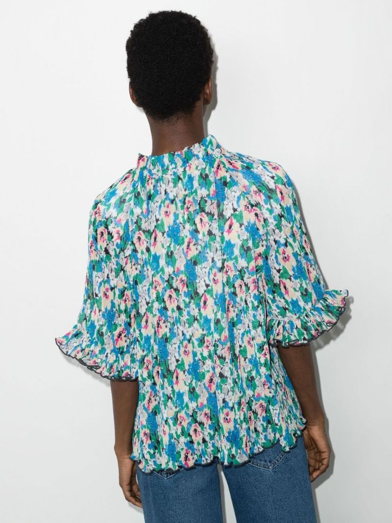 Floral Print PlissÃ_x0083_Â© Blouse